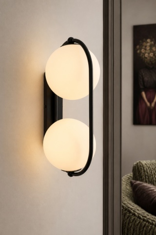 Lampa ścienna KOBAN E czarna do salonu, korytarza lub sypialni
