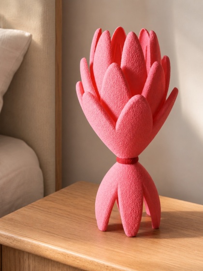 Lampka nocna ETNO organiczna 36 cm malinowa do sypialni, pokoju dziecka