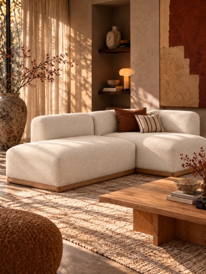 Narożnik modułowy ALIKO - 250 cm, bouclé biały