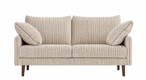 Sofa 2,5 - osobowa TUCANA elegancka welurowa na drewnianych nogach do salonu jasno beżowa