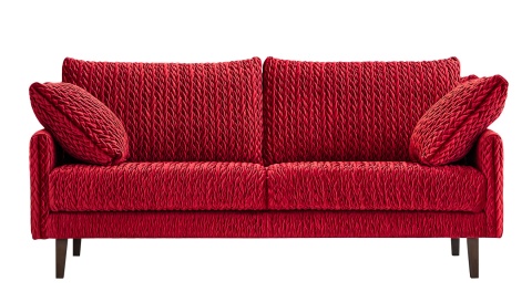Sofa 3 - osobowa TUCANA elegancka welurowa na drewnianych nogach do salonu czerwona