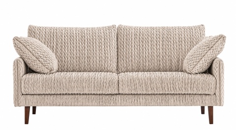 Sofa 3 - osobowa TUCANA elegancka welurowa na drewnianych nogach do salonu jasno beżowa