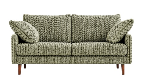Sofa 3 - osobowa TUCANA elegancka welurowa na drewnianych nogach do salonu szałwiowa