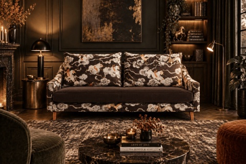 Sofa CYGNUS 2-osobowa - 136 cm, żakardowa, wzorzysta, kolekcja 2027