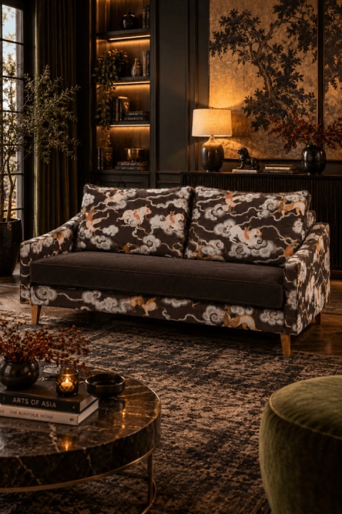 Sofa CYGNUS 3-osobowa - 210 cm, żakardowa, wzorzysta, kolekcja 2027