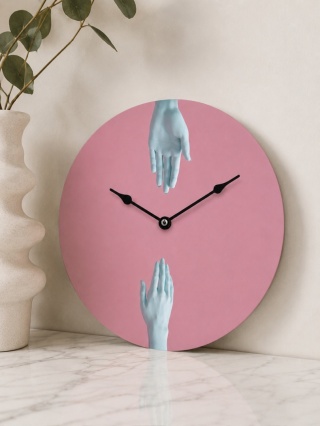 Zegar ścienny HAND 29 cm szklany designerska grafika do salonu, biura lub sypialni