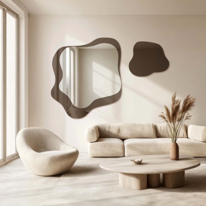 Lustra nieregularne na brązowej tafli - MOCHA CREME 146x100