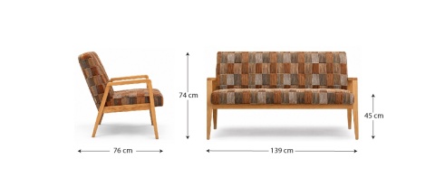 Sofa LACERTA 2 - osobowa - 139 cm, Sekani Cinnamon kolekcja 2027
