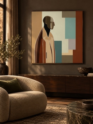 Obraz DIGITAL PAINTING BAUHAUS MAN - 100 × 100 cm, druk na płótnie