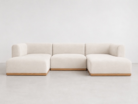 Sofa modułowa ALIKO U - 270 cm, welurowa biała