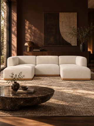 Sofa modułowa ALIKO U - 270 cm, welurowa biała