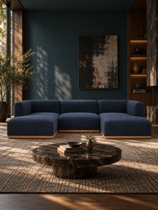 Sofa modułowa ALIKO U - 270 cm, cotton granatowa