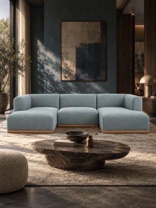 Sofa modułowa ALIKO U - 270 cm, cotton niebieska