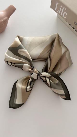 Szalik jedwabny №78 PIASKOWY BRZEG - 53 x 53 cm, beżowy