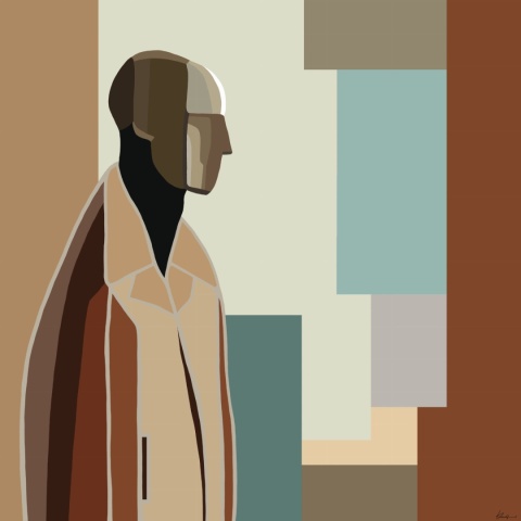 Obraz DIGITAL PAINTING 100 x 100 cm BAUHAUS MAN drukowany na płótnie