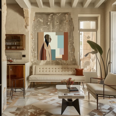 Obraz DIGITAL PAINTING 100 x 100 cm BAUHAUS MAN drukowany na płótnie