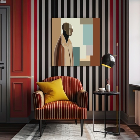 Obraz DIGITAL PAINTING 100 x 100 cm BAUHAUS MAN drukowany na płótnie