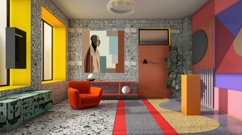 Obraz DIGITAL PAINTING 100 x 100 cm BAUHAUS MAN drukowany na płótnie