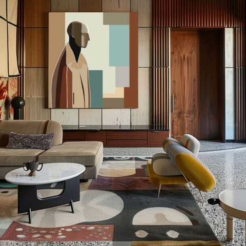 Obraz DIGITAL PAINTING 100 x 100 cm BAUHAUS MAN drukowany na płótnie