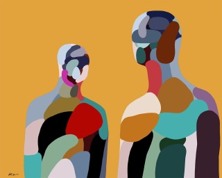 Obraz DIGITAL PAINTING - KINDRED SOULS 90 x 110 cm drukowany na plótnie