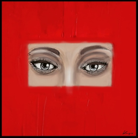 Obraz DIGITAL PAINTING - OCZY 100 x 100 cm drukowany na plótnie