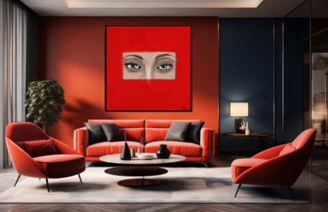 Obraz DIGITAL PAINTING - OCZY 100 x 100 cm drukowany na plótnie