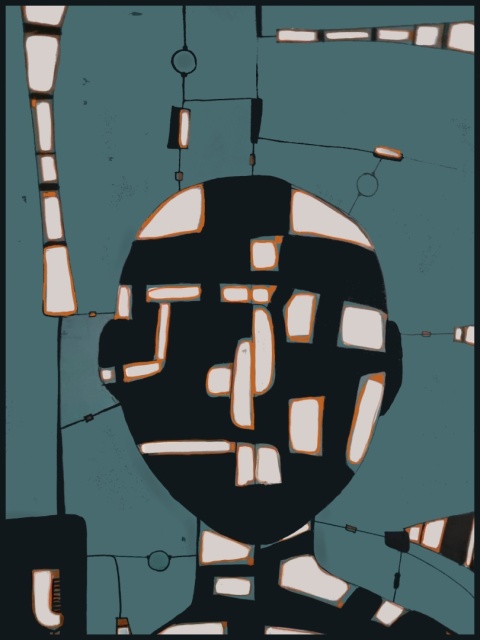 Obraz DIGITAL PAINTING - THINKS 70 x 90 cm drukowany na plótnie