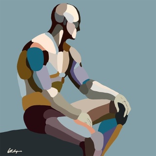 Obraz DIGITAL PAINTING - WAITING FOR 100 x 100 cm drukowany na płótnie