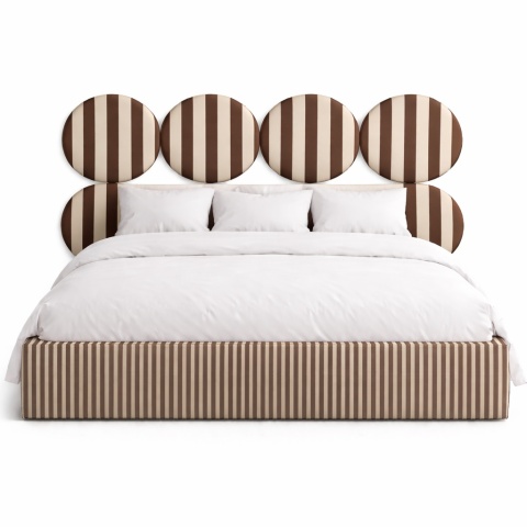 Lóżko tapicerowane DISSONANCE CIRCLE No.2 designerskie brązowe zagłówek paski