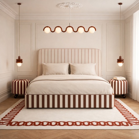 Łóżko tapicerowane DISSONANCE No.10 designerskie z zagłówkiem brązowe