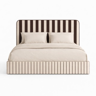 Łóżko tapicerowane DISSONANCE No.11 designerskie z zagłówkiem ciemny brąz