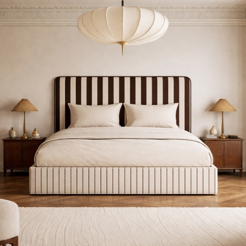 Łóżko tapicerowane DISSONANCE No.11 designerskie z zagłówkiem ciemny brąz