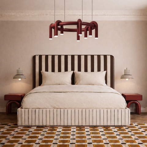 Łóżko tapicerowane DISSONANCE No.11 designerskie z zagłówkiem ciemny brąz