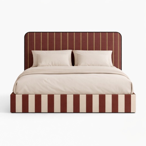 Łóżko tapicerowane DISSONANCE No.15 designerskie z zagłówkiem burgundowe