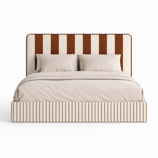 Łóżko tapicerowane DISSONANCE No.18 designerskie z zagłówkiem pomarańczowe