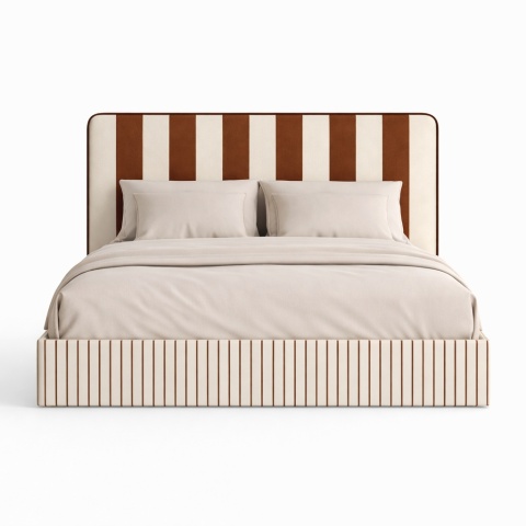 Łóżko tapicerowane DISSONANCE No.18 designerskie z zagłówkiem pomarańczowe