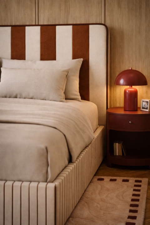 Łóżko tapicerowane DISSONANCE No.18 designerskie z zagłówkiem pomarańczowe