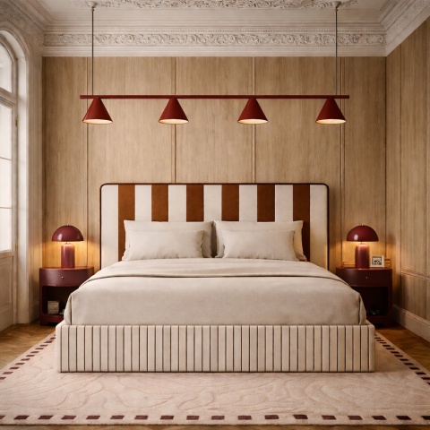 Łóżko tapicerowane DISSONANCE No.18 designerskie z zagłówkiem pomarańczowe