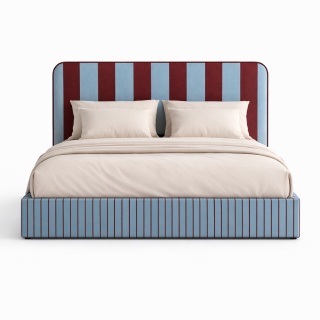 Łóżko tapicerowane DISSONANCE No.19 designerskie z zagłówkiem niebieskie