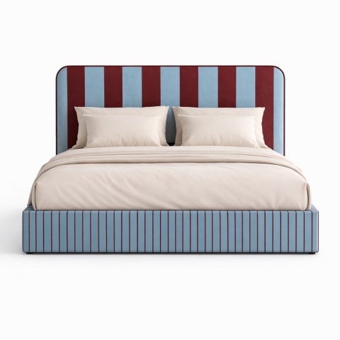 Łóżko tapicerowane DISSONANCE No.19 designerskie z zagłówkiem niebieskie