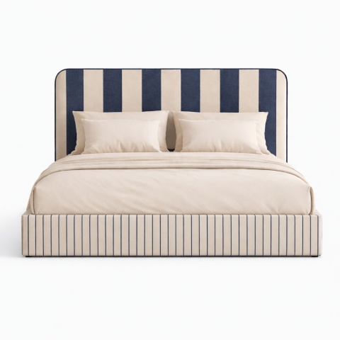 Łóżko tapicerowane DISSONANCE No.20 designerskie z zagłówkiem niebieskie