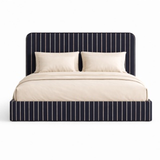 Lóżko tapicerowane DISSONANCE No.22 designerskie z zagłówkiem granatowe