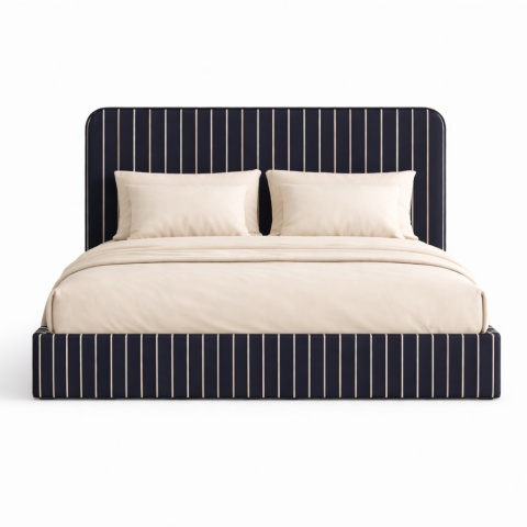 Lóżko tapicerowane DISSONANCE No.22 designerskie z zagłówkiem granatowe