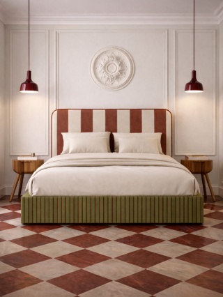 Lóżko tapicerowane DISSONANCE No.3 designerskie z zagłówkiem zielone