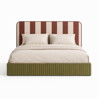 Lóżko tapicerowane DISSONANCE No.3 designerskie z zagłówkiem zielone