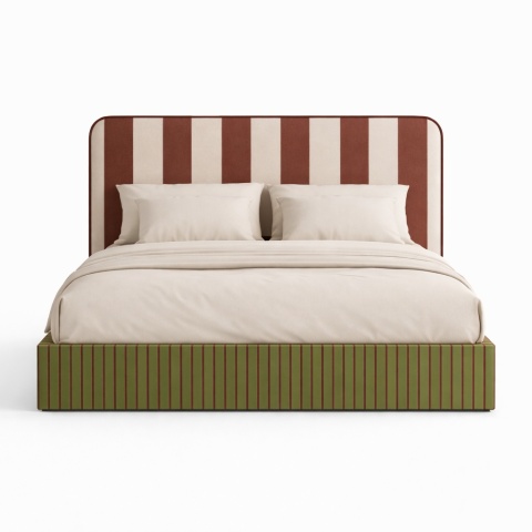 Lóżko tapicerowane DISSONANCE No.3 designerskie z zagłówkiem zielone