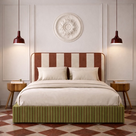 Lóżko tapicerowane DISSONANCE No.3 designerskie z zagłówkiem zielone
