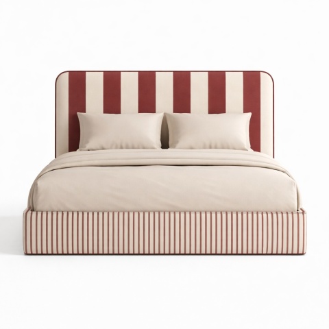 Łóżko tapicerowane DISSONANCE No.7 designerskie z zagłówkiem brązowo pomarańczowe