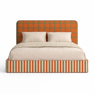 Łóżko tapicerowane DISSONANCE No.8 z zagłówkiem pomarańczowe