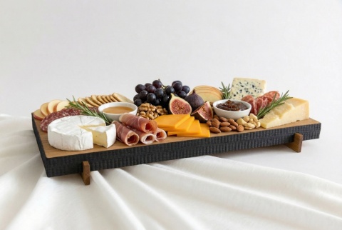 Deska dębowa do serwowania produktów 30 x 16 cm z opalanymi brzegami